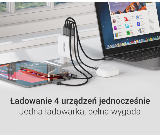 Silver Monkey Ładowarka GaN Smart Quadro 100W PD Biała - 1417250 - zdjęcie 2
